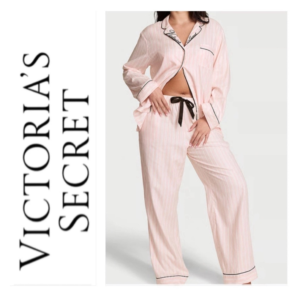 Victoria's Secret Pink and White Striped Pajama Set